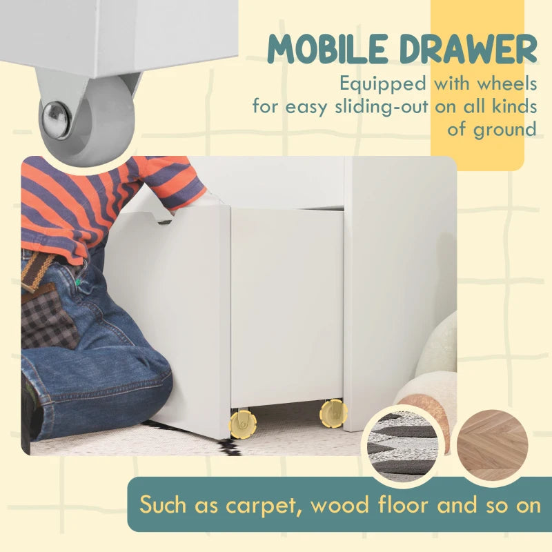 White Kids Bookcase with Shelves & Drawer - Perfect Storage for Bedroom & Playroom - Stylish & Functional Design