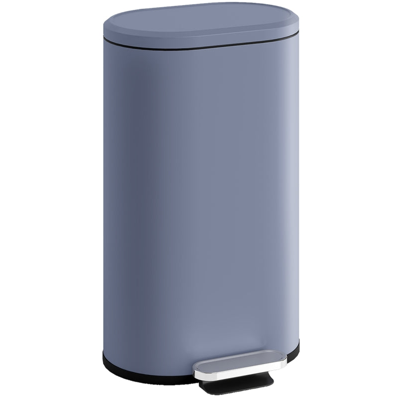 30L Slim Kitchen Bin with 90° Stay-Open Lid, Soft-Close Pedal, Removable Inner Bucket, Fingerprint-Resistant Grey for Home Office