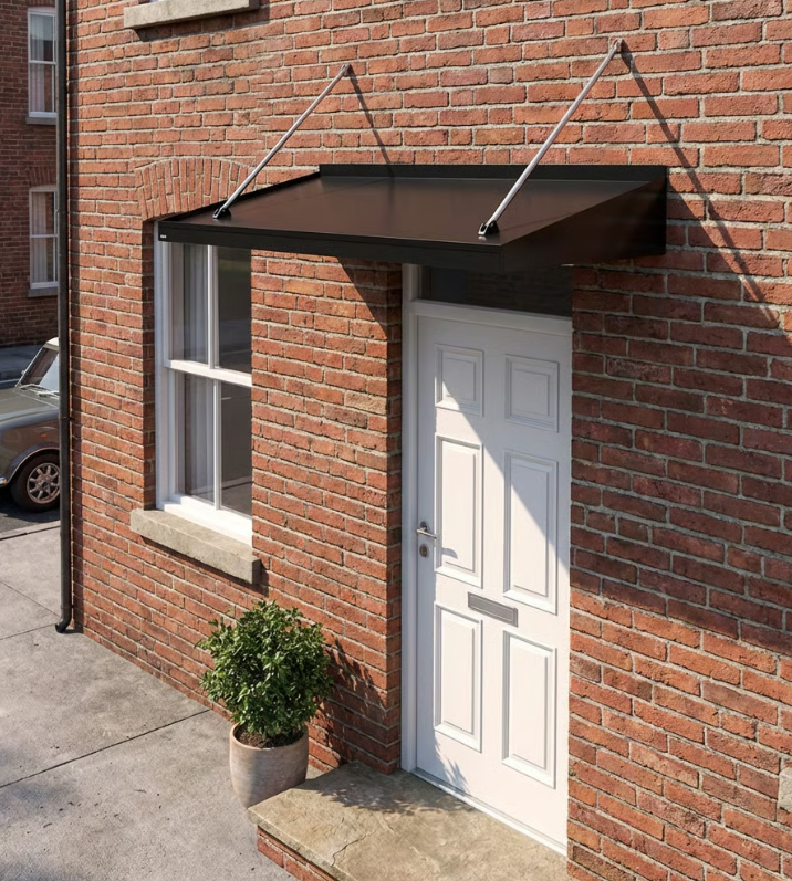 Aurelius LuxeSteel LED Entrance Canopy with Dual Soffit Arms