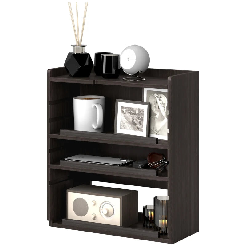 Stylish Four-Tier Desktop Organiser in Dark Brown - Perfect for Home Office, School, or Workspace Organization