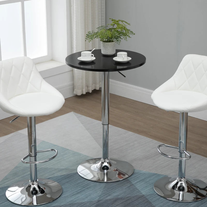 Round Height Adjustable Bar Table with Metal Base - Stylish Pub Desk for Home Bar, Dining Room & Kitchen - Black