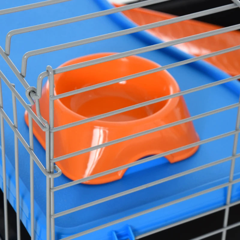 Spacious Small Animal Cage for Rabbits, Guinea Pigs & Chinchillas - Includes Wheels, Water Bottle, Food Dish, Ramp - 89x44x43 cm Black