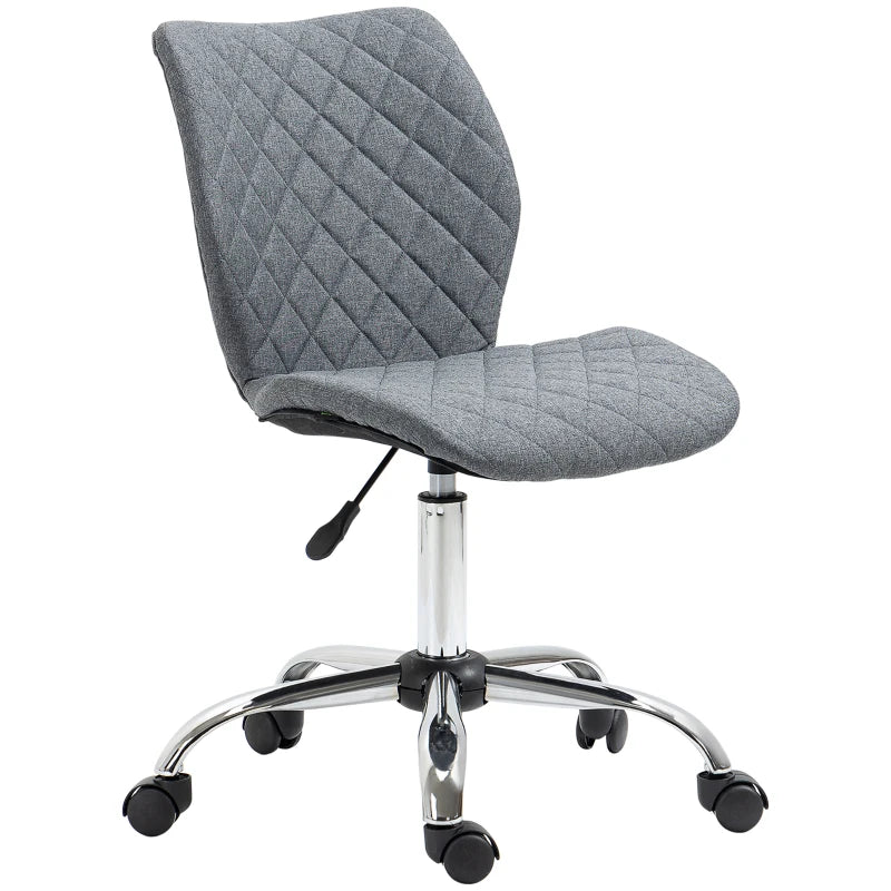 Vinsetto Armless Adjustable Office Chair - Swivel Computer Chair with Rolling Wheels & Linen Fabric Back Support - Grey