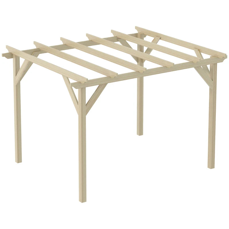 Wooden Garden Pergola Kit - Natural Wood Outdoor Gazebo for Climbing Plants