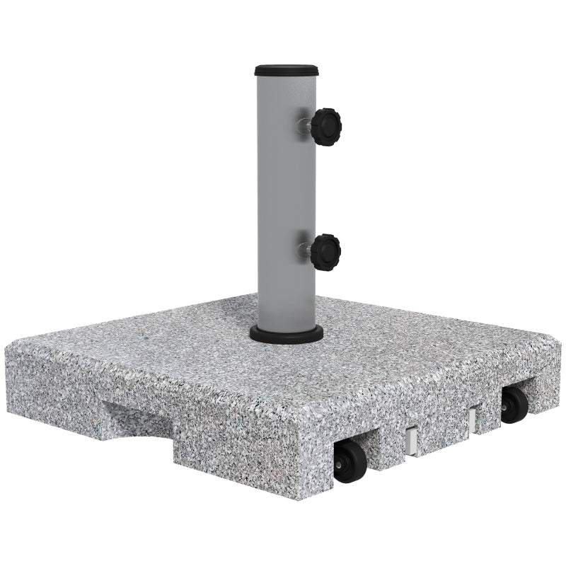 Grey Granite Umbrella Base with Wheels - 28kg Heavy Duty Stand