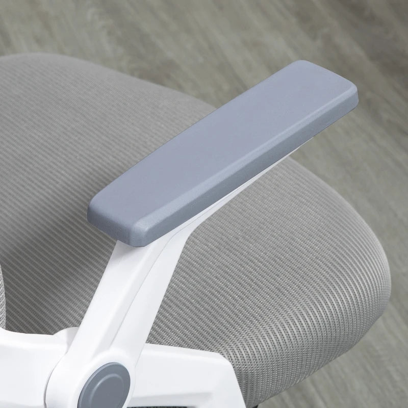 Vinsetto Grey Mesh Office Chair with Lumbar Support, Adjustable Height, Flip-up Armrests & Swivel Wheels - Ergonomic Desk Chair