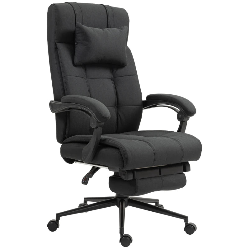 Vinsetto Ergonomic Office Desk Chair with Footrest & Headrest, Reclining Backrest, Swivel Wheels - Black Home Office Comfort