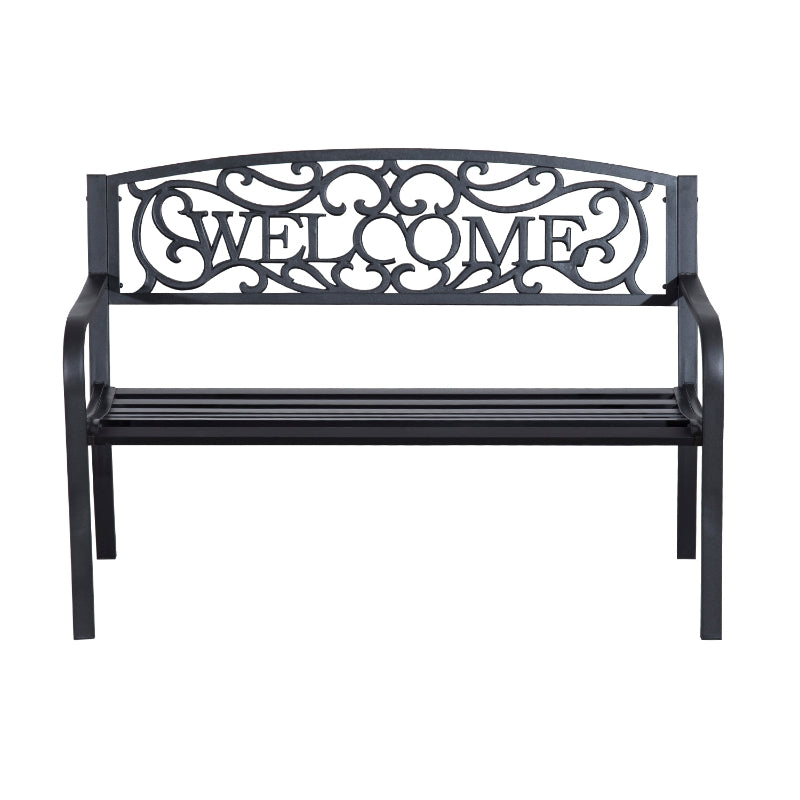 Black Steel Garden Bench - 126x60x85 cm