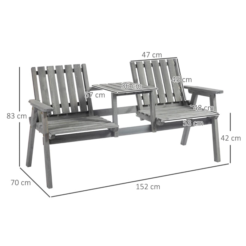 Grey Steel 2-Seater Antique Loveseat Bench for Outdoor Spaces