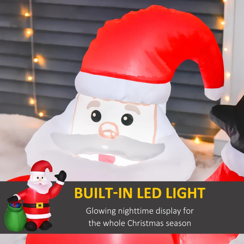 4ft Inflatable Christmas Santa Claus with LED Lights - Festive Yard Decoration for Holiday Cheer