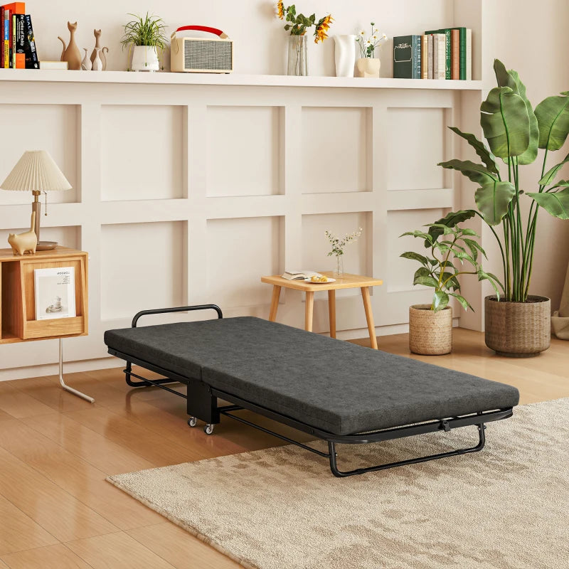 Portable Folding Bed for Guests Lightweight Compact Design Easy Storage Grey Color