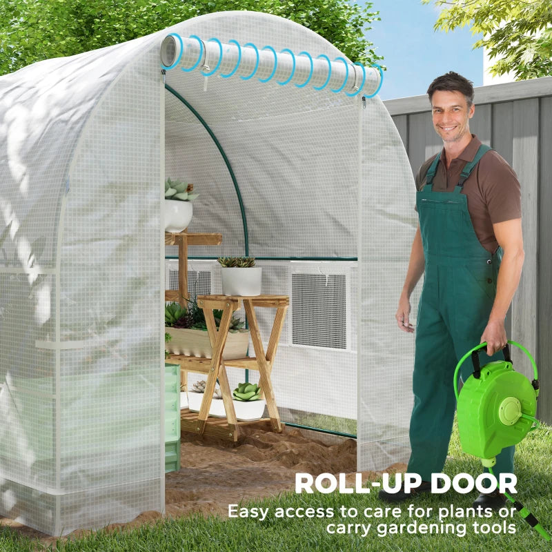 2m x 2.5m Reinforced Walk-In Polytunnel Greenhouse with Zipped Door