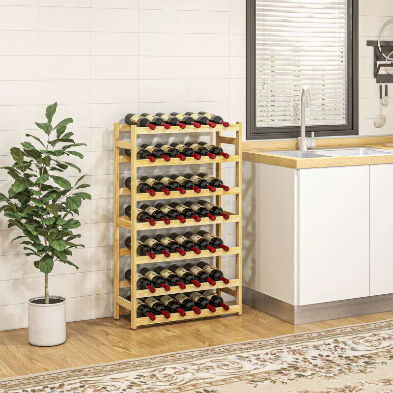 42-Bottle Wooden Wine Rack - Elegant Natural Finish for Home or Restaurant - Stylish Wine Storage Solution
