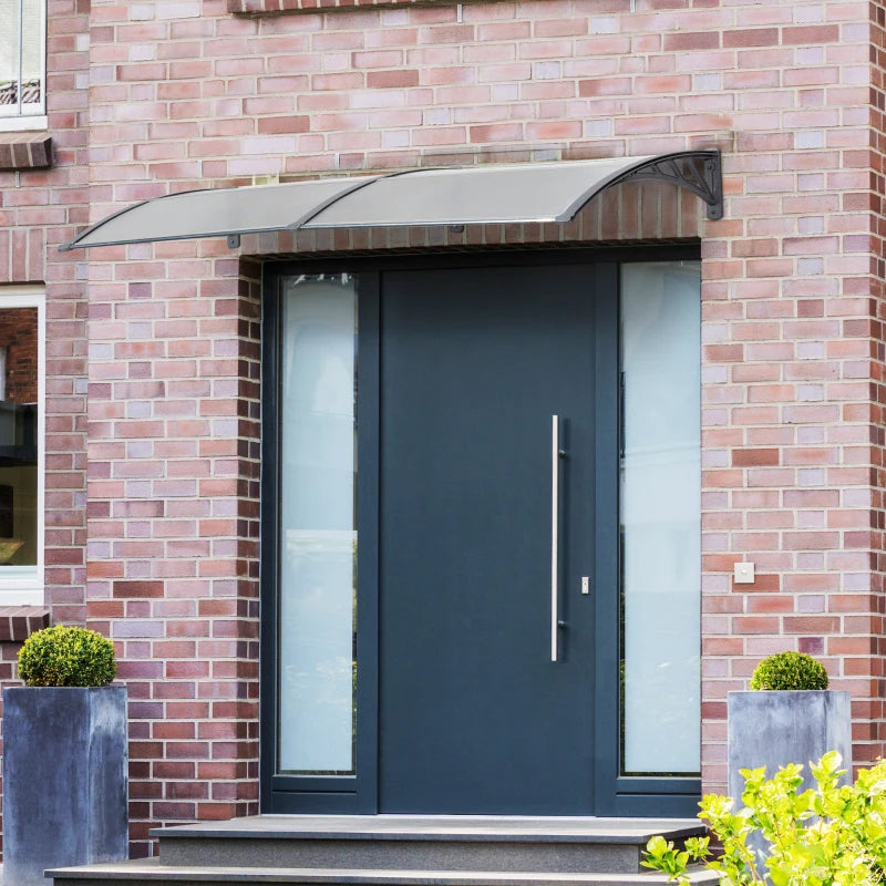 196cm x 75cm Clear Front Door Canopy - Rigid Plastic Polycarbonate Rain Shelter - UV, Water & Rain Resistant