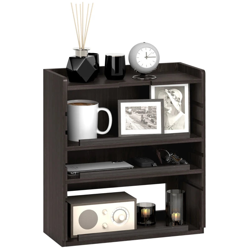Stylish Four-Tier Desktop Organiser in Dark Brown - Perfect for Home Office, School, or Workspace Organization