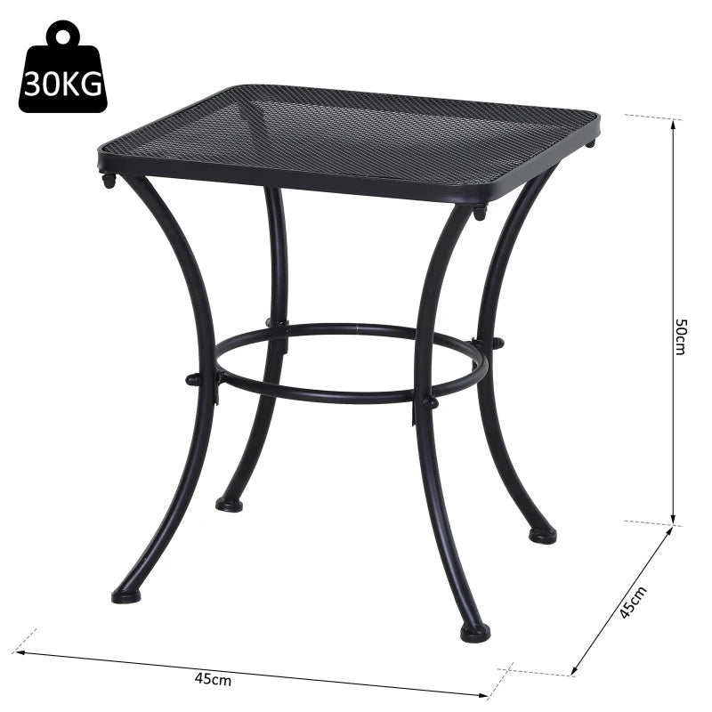 Black Square Metal Outdoor Bistro Table - 45x45x50 cm