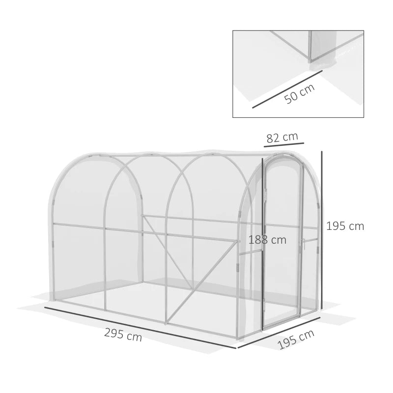 Green Walk-in Polytunnel Greenhouse, 3x2m, Clear PE Cover