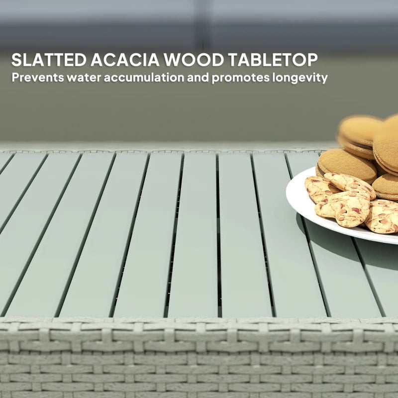 4 Piece Rattan Garden Furniture Set - Wicker Outdoor Sofa, Armchairs & Coffee Table - Light Grey