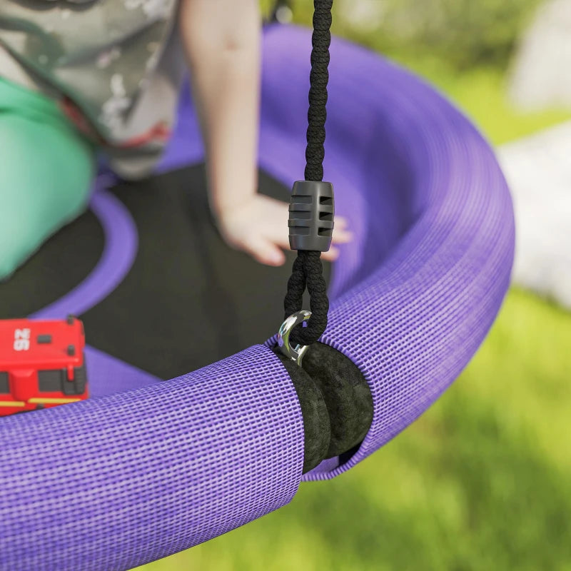 Kids 100cm Diameter Nest Swing Seat with Adjustable Ropes for Outdoor Fun Purple