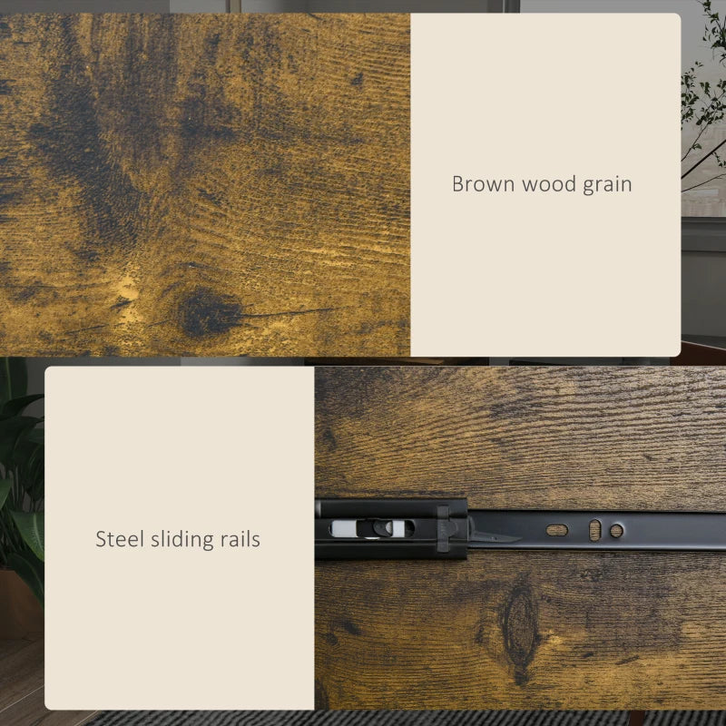 Vinsetto 2-Drawer Industrial File Cabinet - Rustic Brown Vertical Organizer for A4 Hanging File Folders - Home Office Storage