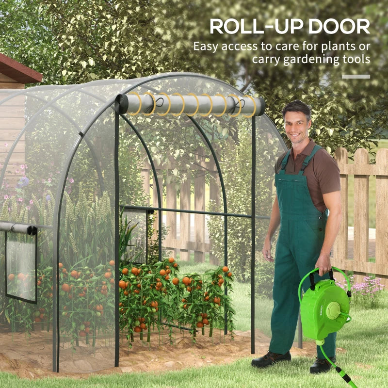 plastic house for plants Greenhouse Walk-in Grow House with Plastic Cover, 3x2x2m, Green