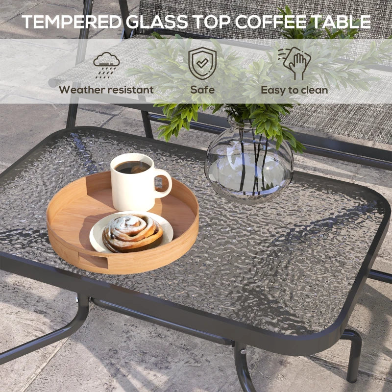Four-Piece Metal Garden Sofa Set in Mixed Grey for Outdoor Relaxation and Comfort