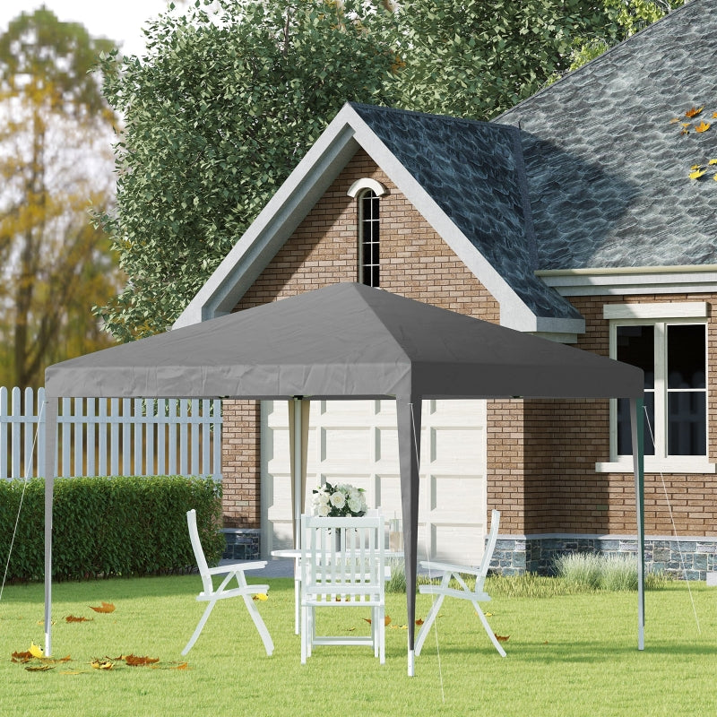 Grey 3x3m Pop Up Garden Gazebo Tent with Adjustable Height & Carrying Bag