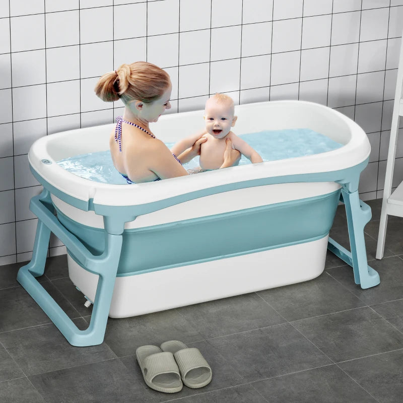 Foldable Kids Bathtub with Lid - Large Freestanding Bath Tub for Toddlers & Teens (Ages 1-12) - Home Sauna