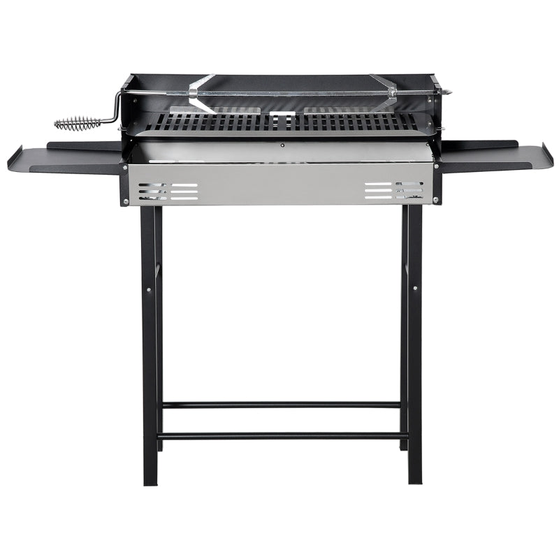 Stainless Steel Charcoal BBQ Rotisserie Grill with 3-Level Grate
