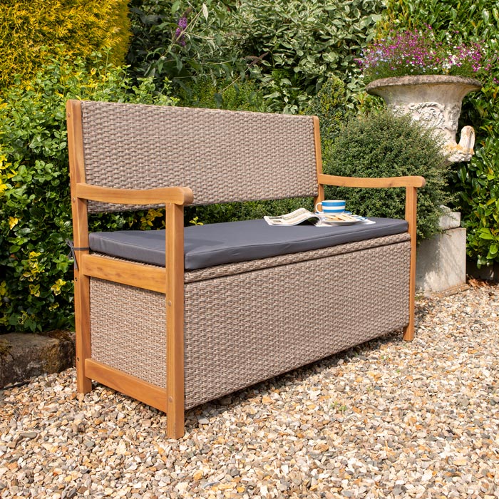 Rattan Storage Bench - Natural Colour