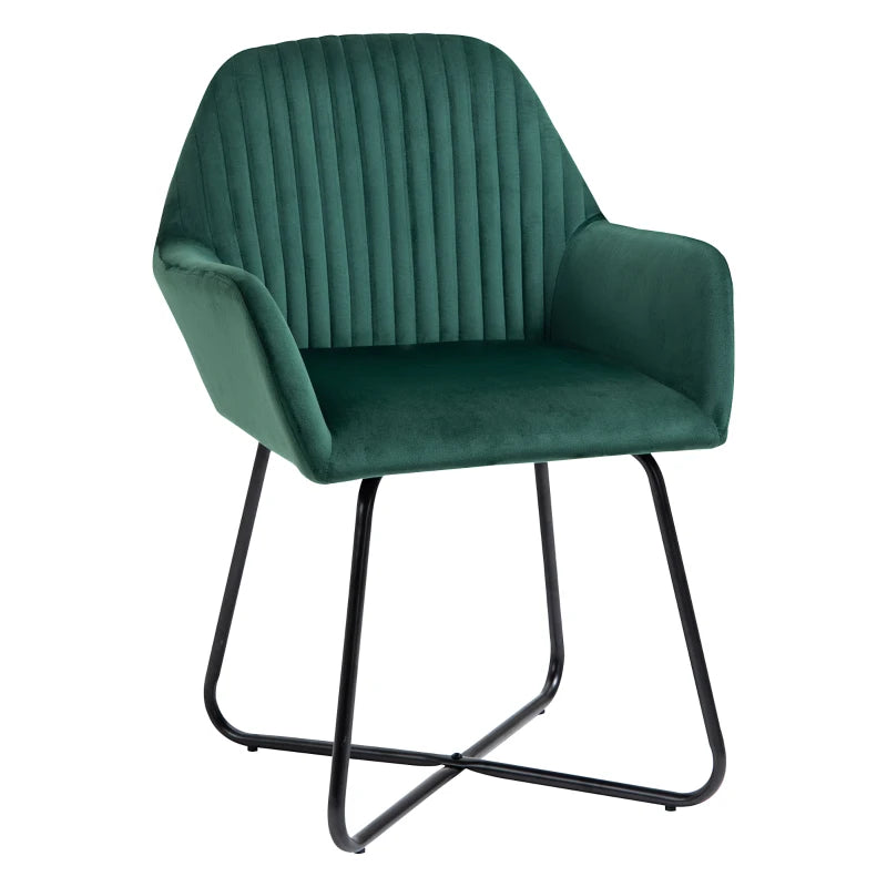 Modern Upholstered Accent Chair with Metal Base for Living Room in Green - Stylish Armchair for Home Decor