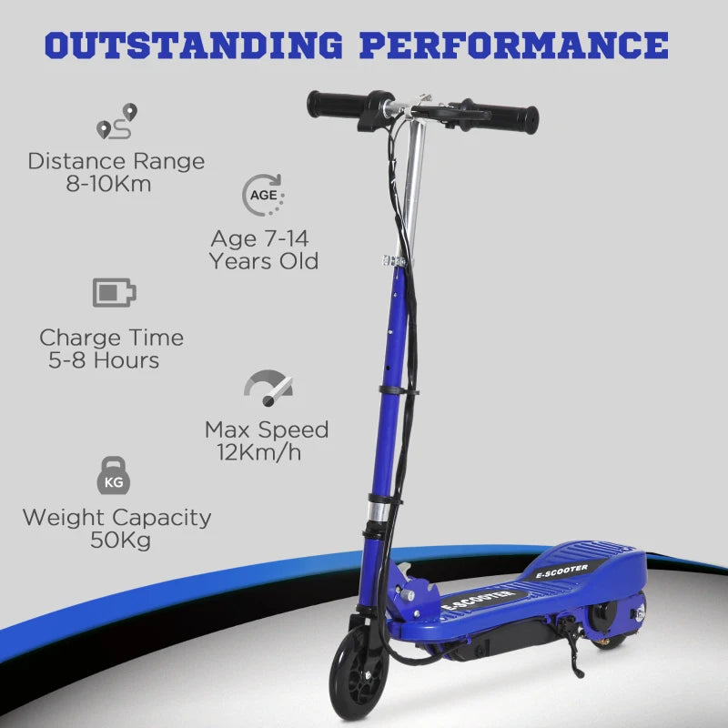 Folding Electric Kids Scooter for Ages 7-14 Lightweight Blue and Black Design