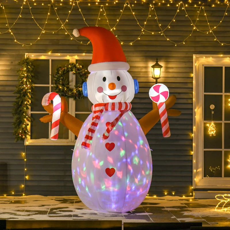 8ft Inflatable Christmas Snowman with Candy & Rotating Lights - Perfect Indoor/Outdoor Holiday Lawn Decoration & Party Prop