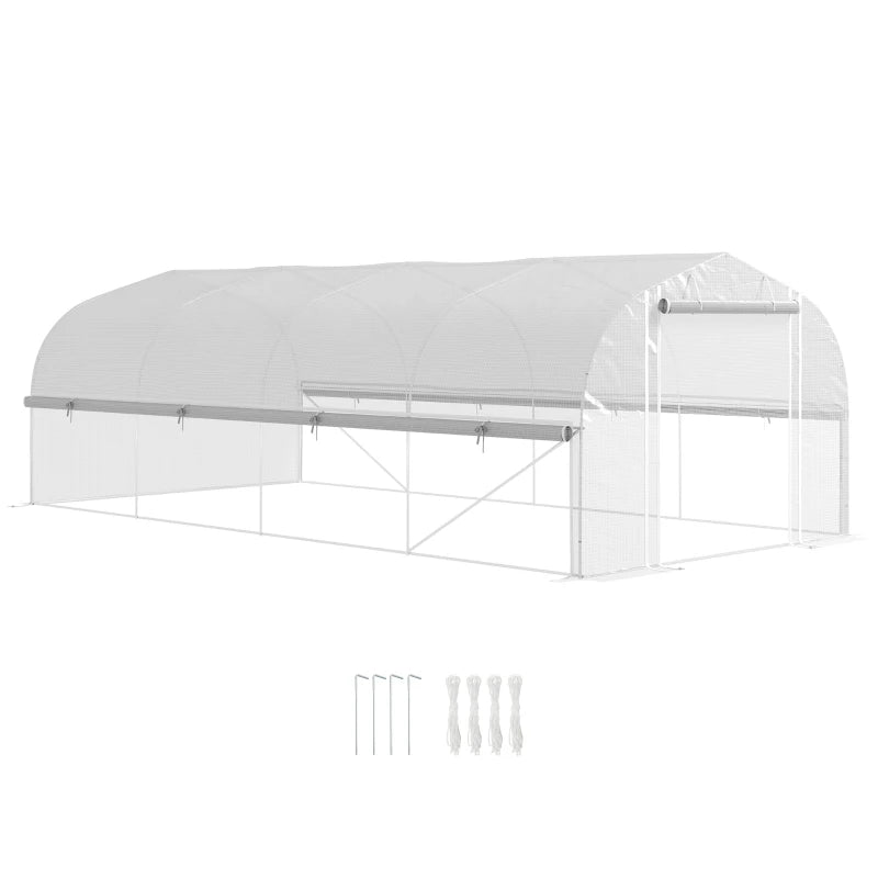 Spacious Walk-In Polytunnel Greenhouse with Zipped Sidewalls