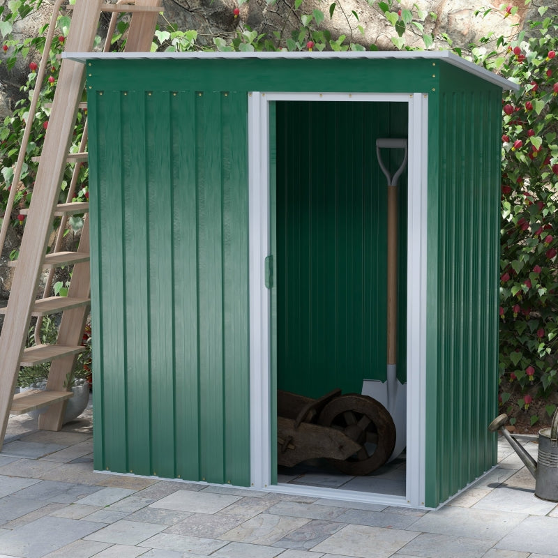 Small Green Metal Storage Shed