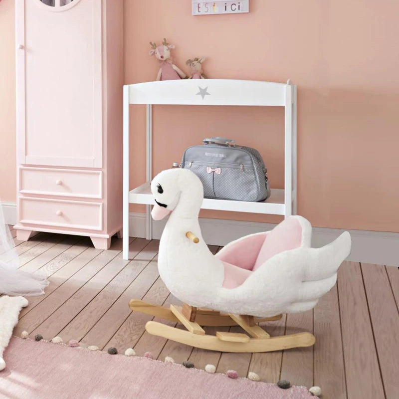 Plush Ride On Swan Toy for Toddlers with Safety Seat Ideal for Kids 18 Months Plus