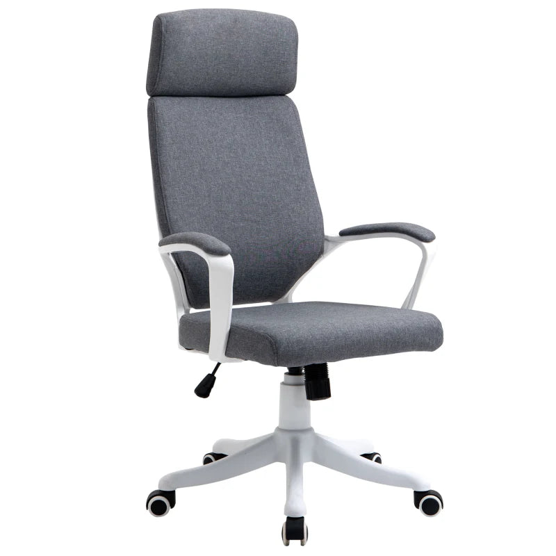Vinsetto Ergonomic Office Chair - High Back Desk Chair with Headrest & Lumbar Support, Adjustable Height, Grey for Home & Work