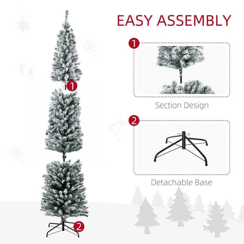 7.5' Prelit Artificial Christmas Tree with Colorful LED Lights, Flocked Tips, Berries & Pine Cones - Holiday Decor