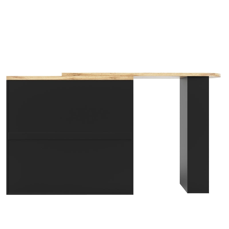 360° Swiveling Bar Table with 2 Drawers & Multi-Tiered Shelves - Stylish Storage Cabinet for Living Room & Study, Black