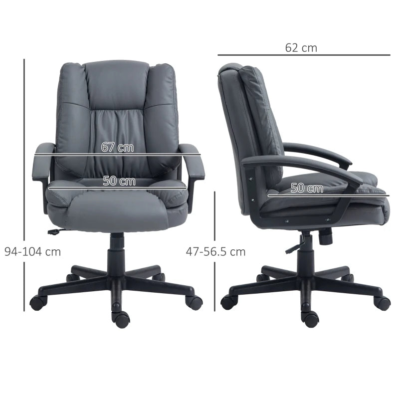Ergonomic Mid Back Office Chair - Adjustable Height Computer Desk Chair with Swivel Rolling Wheels - Dark Grey for Home Study