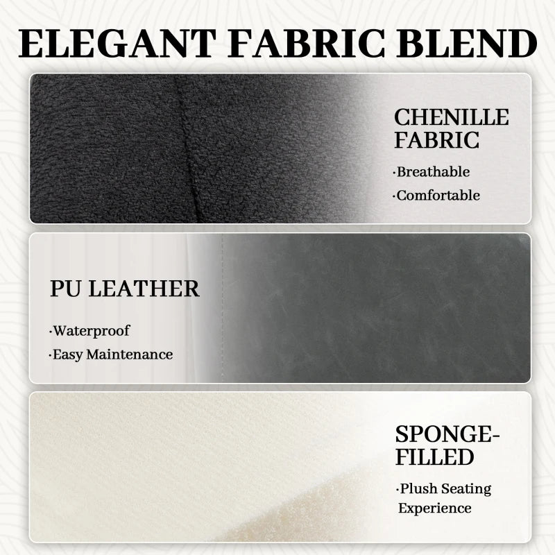 Stylish Upholstered Accent Chair with Foot Pads, Chenille Fabric Front and PU Back for Living Room or Bedroom