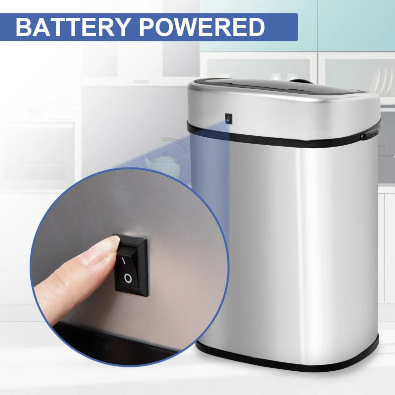 Stainless Steel 48L Touchless Kitchen Sensor Dustbin - Automatic Silver Rubbish Garbage Waste Bin for Home & Office