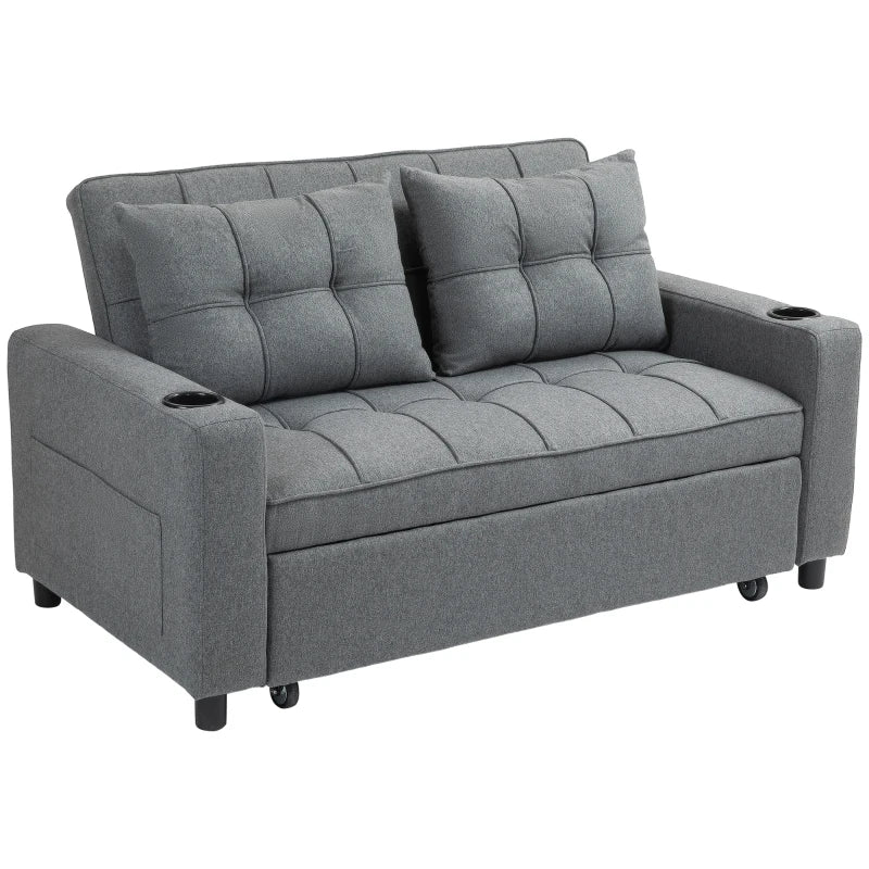 Charcoal Grey Two-Seater Pull-Out Sofa Bed for Stylish Living Spaces