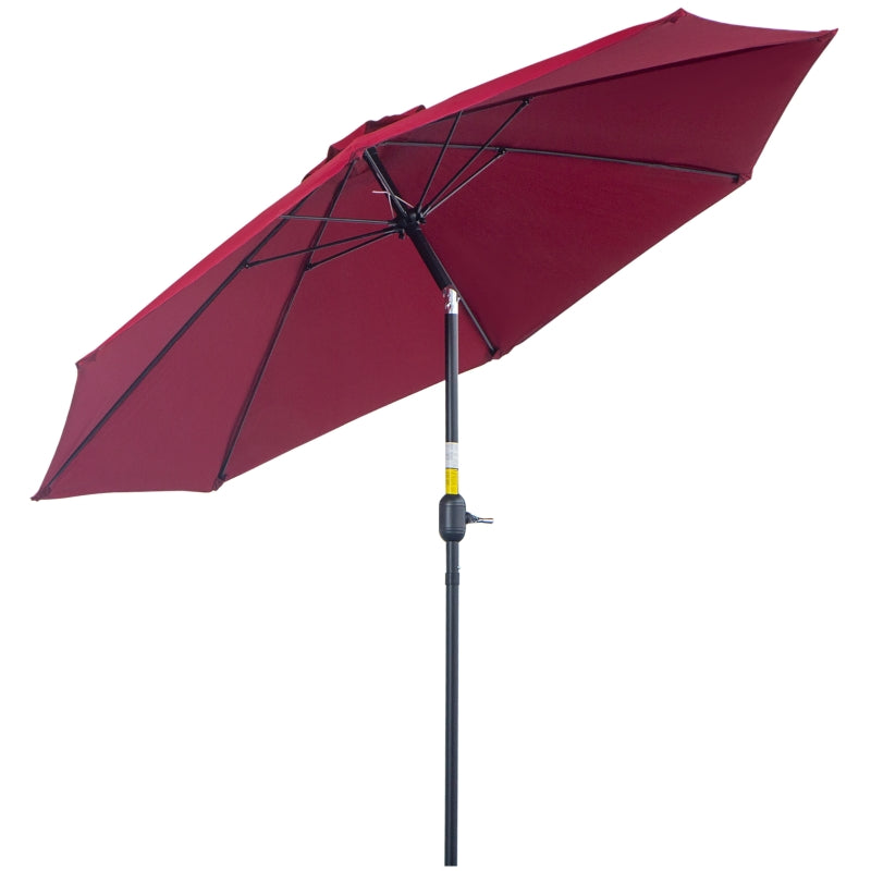 Red 2.7M Tilting Garden Parasol Umbrella with Fibreglass Ribs