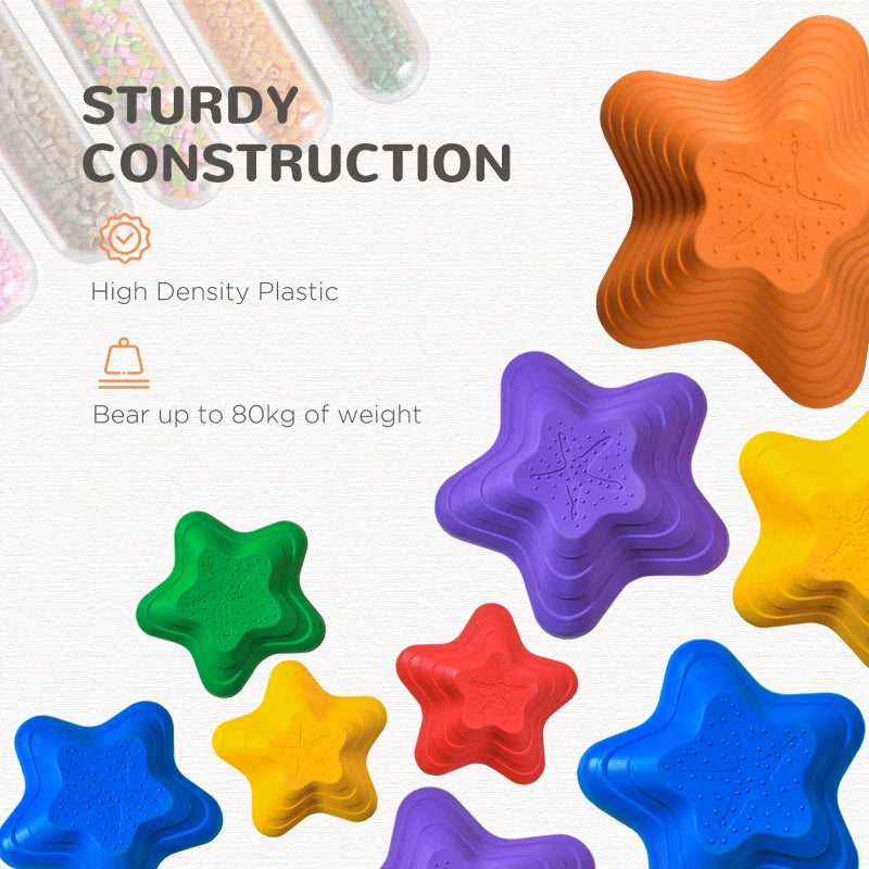 6-Piece Starfish Balance Stepping Stones for Kids - Non-Slip Obstacle Course & Stackable Sensory Toys for Ages 3-8