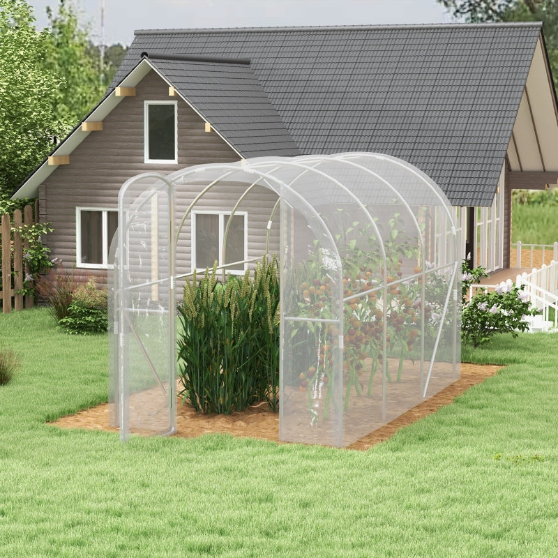 Green Walk-in Polytunnel Greenhouse, 3x2m, Clear PE Cover