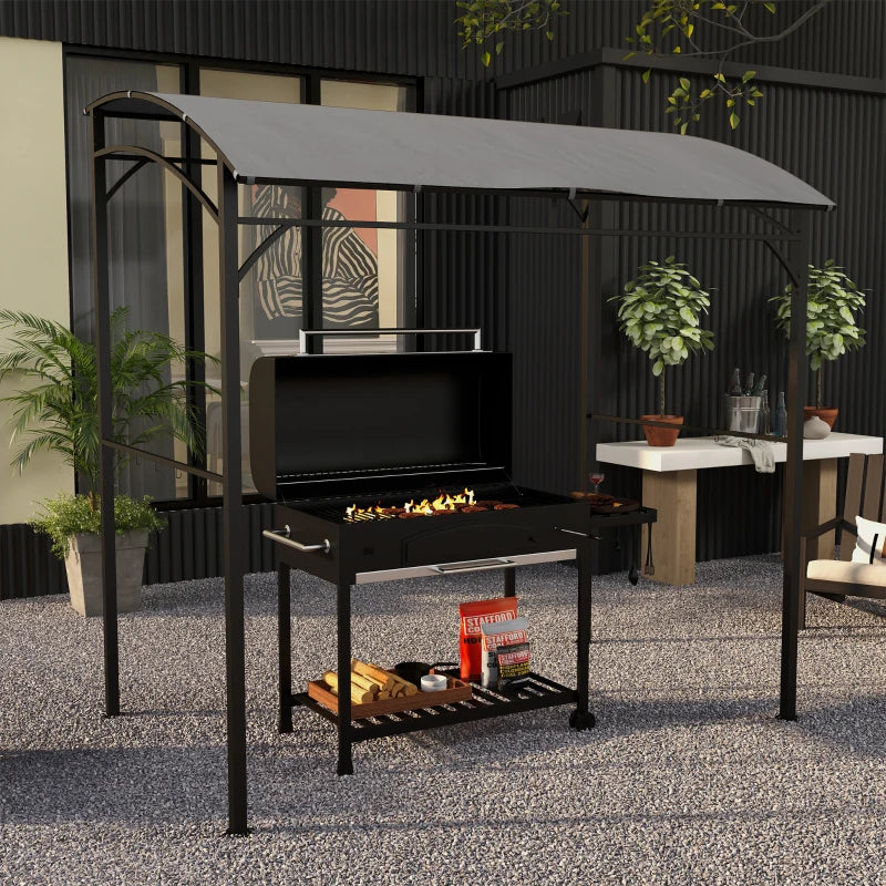 Grey Metal Frame BBQ Gazebo - 2.2 x 1.5m