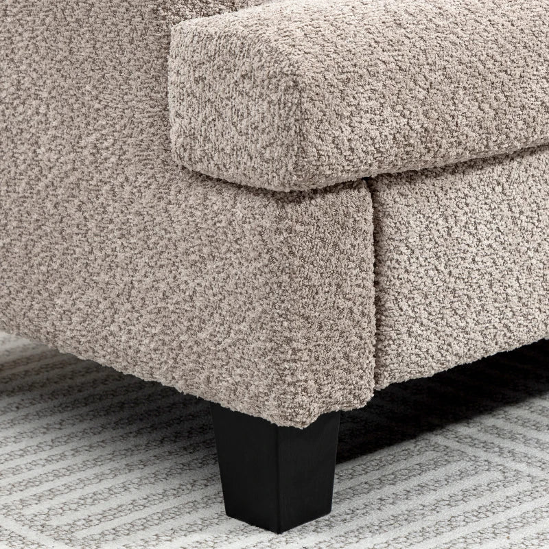 Stylish 2 Seater Loveseat Sofa with Removable Cushions in Light Brown Chenille Fabric for Living Room