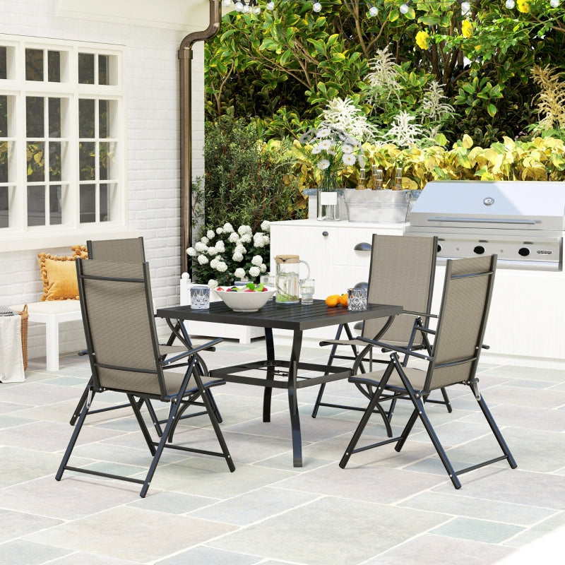 5-Piece Steel Frame Patio Set - Khaki and Black - Outdoor Furniture Set