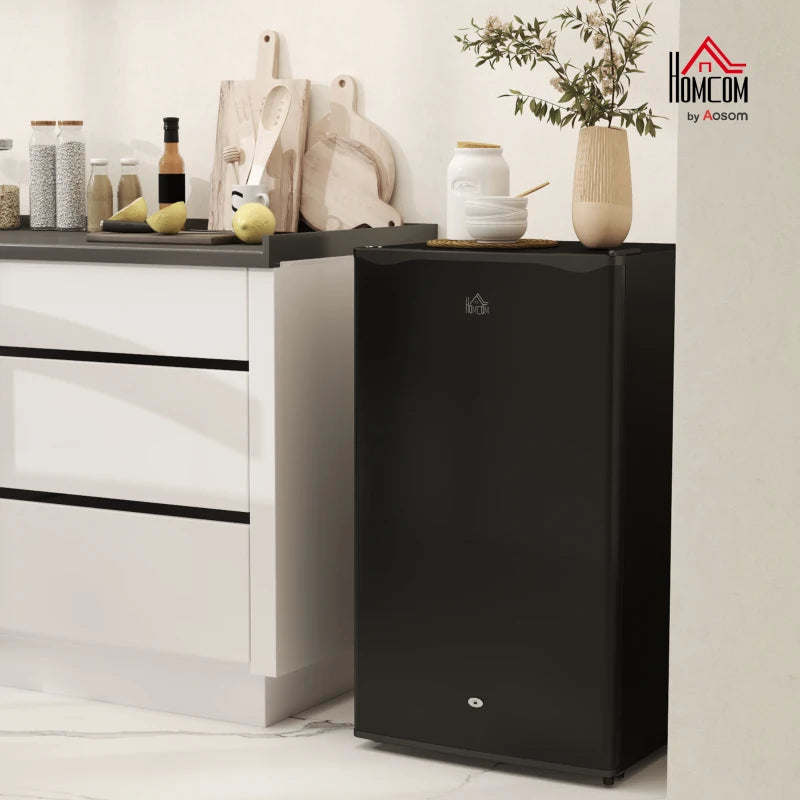 91L Freestanding Under-Counter Fridge with Lock - Stylish Black Mini Refrigerator for Home, Office, or Bar Use